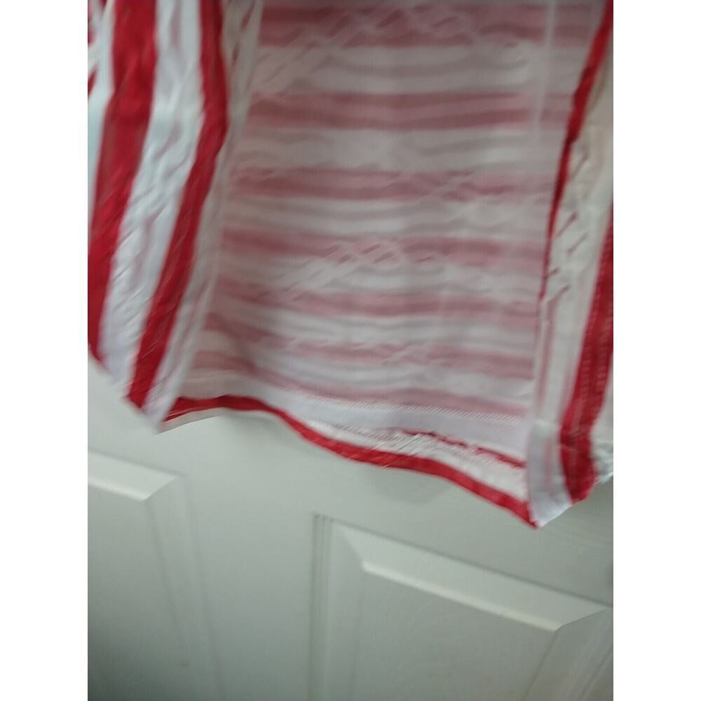 Cathy Daniels Semi Sheer Lines Red White 3/4 Sleeve Blouse. Size M - Picture 10 of 11